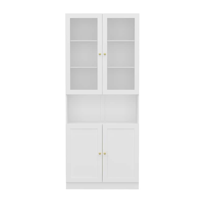 70.9" Storage Cabinet with Glass Doors Office Cabinet Display Cabinet