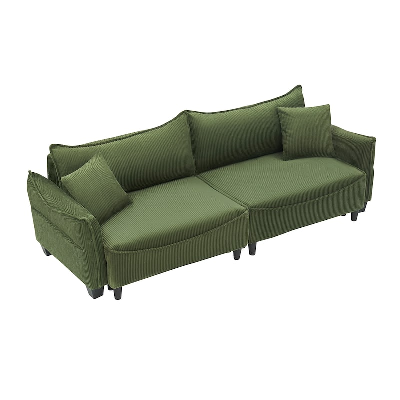 87.79" Modern Folding Sofa Bed for Living Room with Storage and Throw Pillows