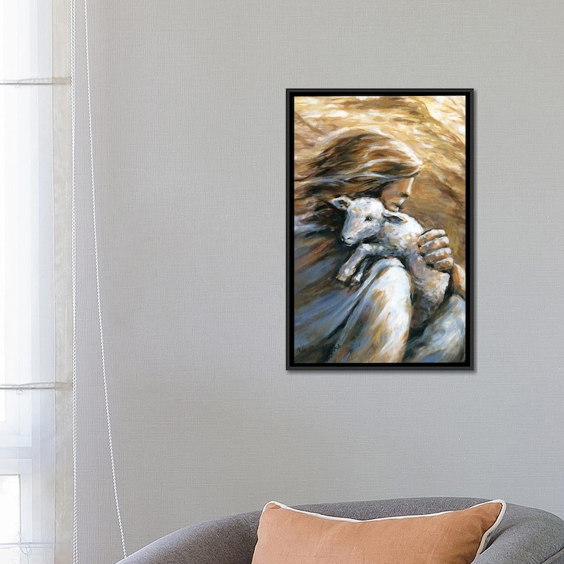 iCanvas "Jesus Carrying Lost Sheep Home" by Melani Pyke Framed Canvas Print
