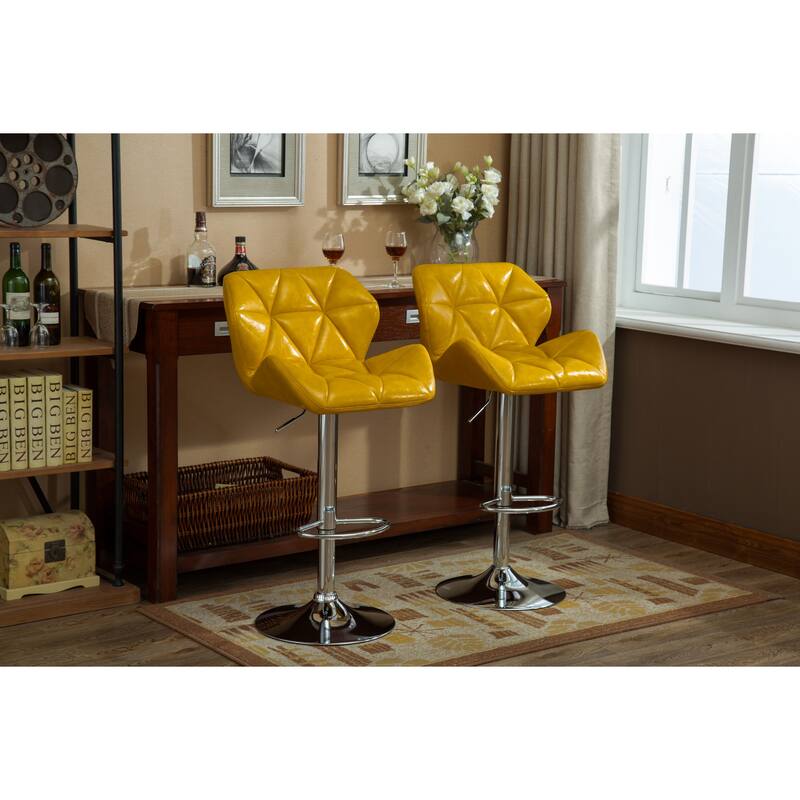 Contemporary Tufted Adjustable Height Hidraulic Bar Stools,Set of 2