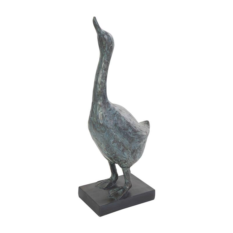 Blue Resin Bird Decorative Sculpture with Abstract Texturing (Set of 2)
