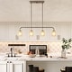 preview thumbnail 3 of 6, Metal Linear 4-Light Kitchen Island Pendant with Frosted White Glass Shades