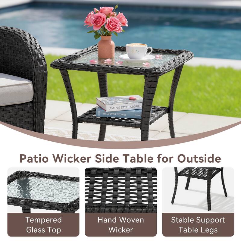 Pocassy Outdoor Patio Side Tables End Table for Swivel Chair