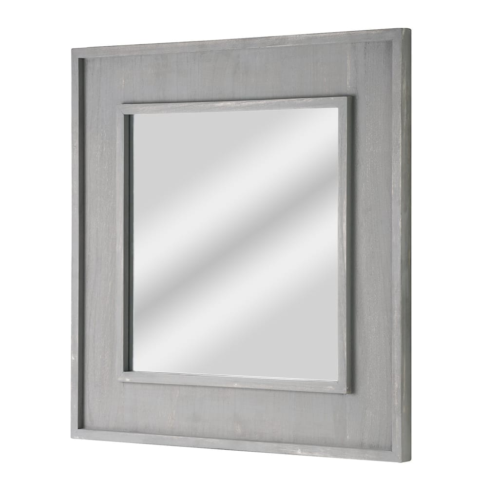 American Art Decor Sea Spray Grey Wash Framed Mirror - 24"x 24" - 24"x 24"