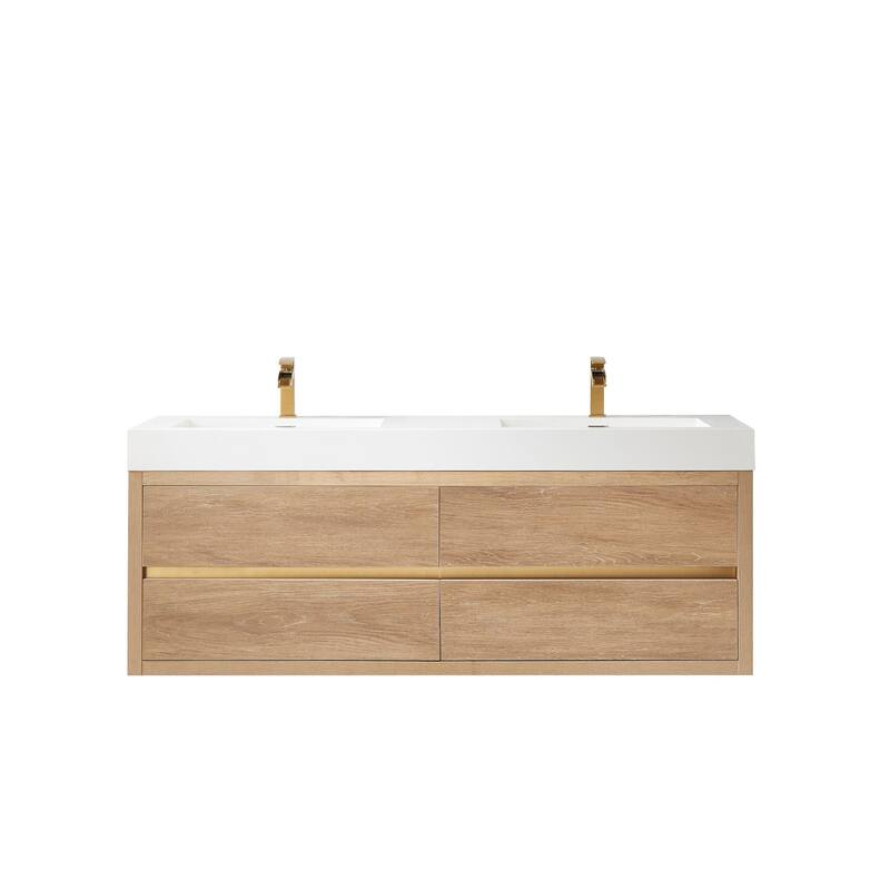 Miseno MV703160M-NM Palencia 60" Wall Mounted Double Basin Vanity Set - North American Oak