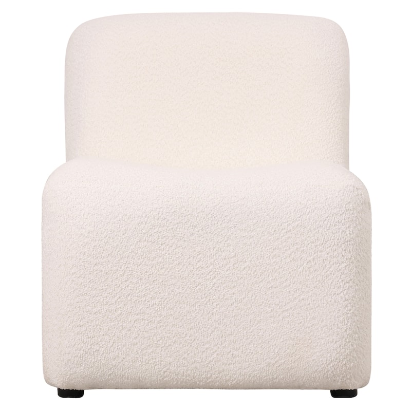 KLYX Modern Armless Accent Chair in Velvet or Boucle Upholstery with Plush Foam Cushioning for Home Office, Living Rooms and Bed