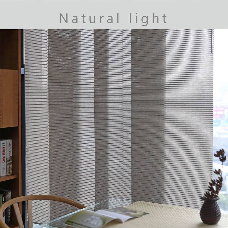 GoDear Design Natural Woven Adjustable Sliding Panel Track Blinds, Vertical Blinds, Timeless Series, 45.8"- 86" W x 96" L