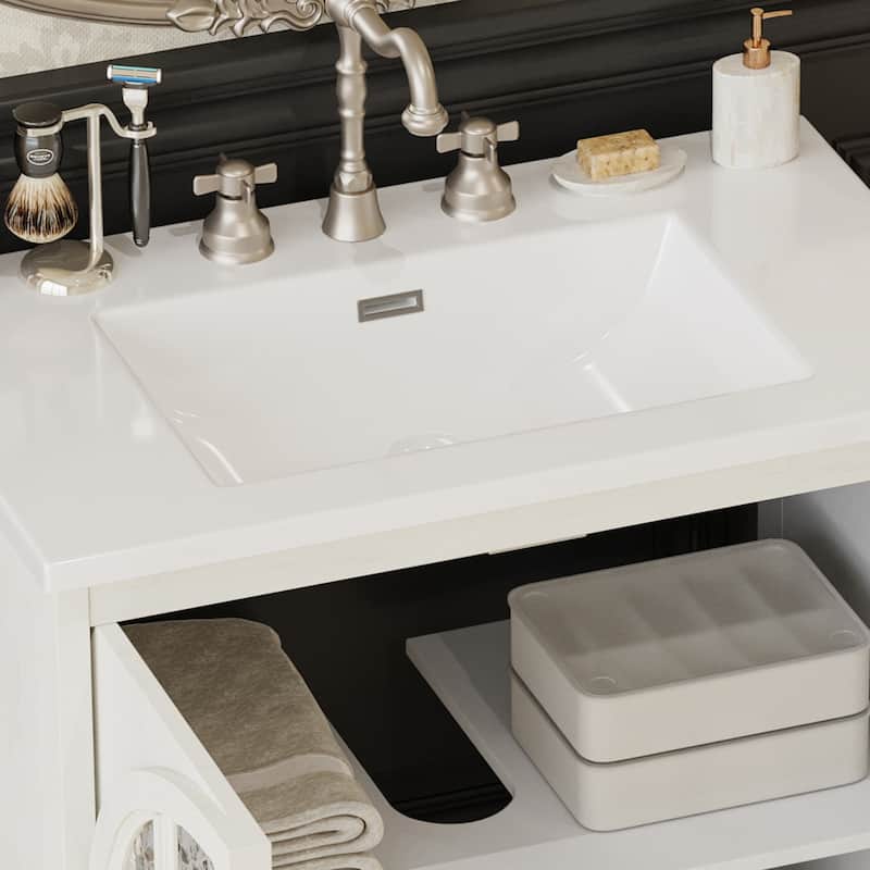 Christopher Knight Home - Ashcroft 31" Bathroom Vanity with Ceramic Sink and Tempered Glass Door