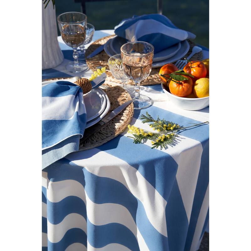 Couleur Nature St. Tropez Tablecloth - Blue Stripes - 59" x 59"