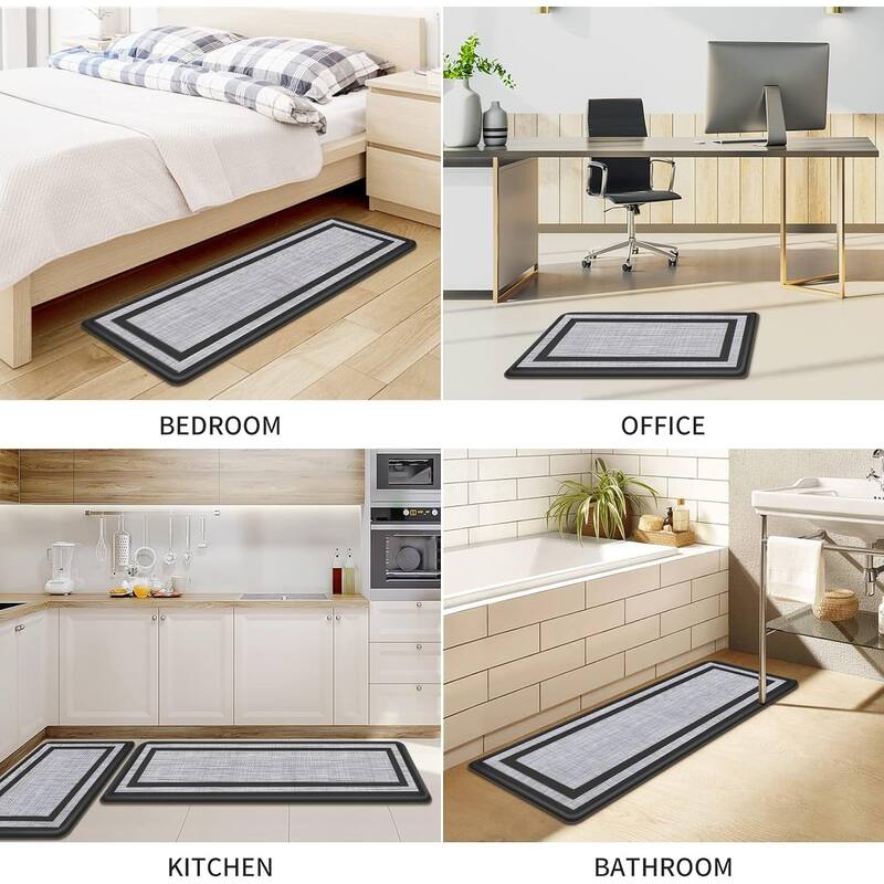 2 PCS Kitchen Mat Cushioned Anti-Fatigue Non-Skid Waterproof Rugs - 17.3x47