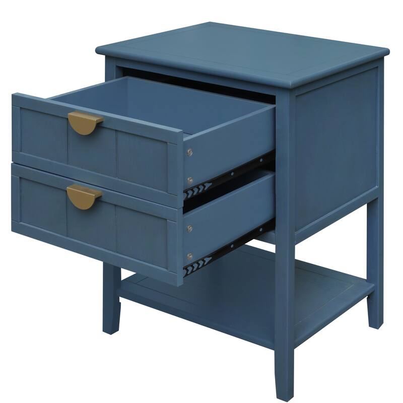 Modern 2 Drawer Side Table Nightstand, American Style, End Table, Suitable for Bedroom, Living Room and Study