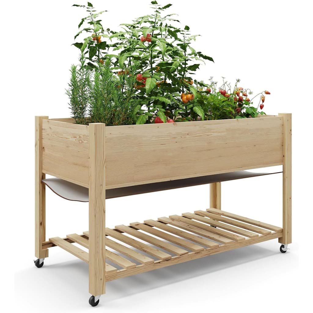 48x24x30in Raised Garden Bed with Wheels, Legs-Enhanced Depth