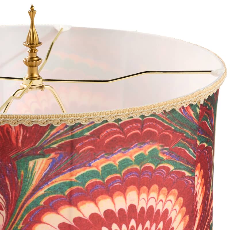 Lila River of Goods Pink/Gold Metal and Glass Drum Shade 31.5-Inch Table Lamp - 17" x 17" x 31.5"