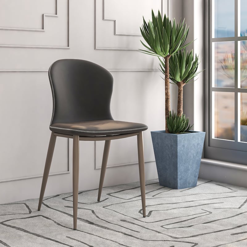 Upholstered Dining Chair in Fabric with Iron Legs Mosaic Series Set of 2