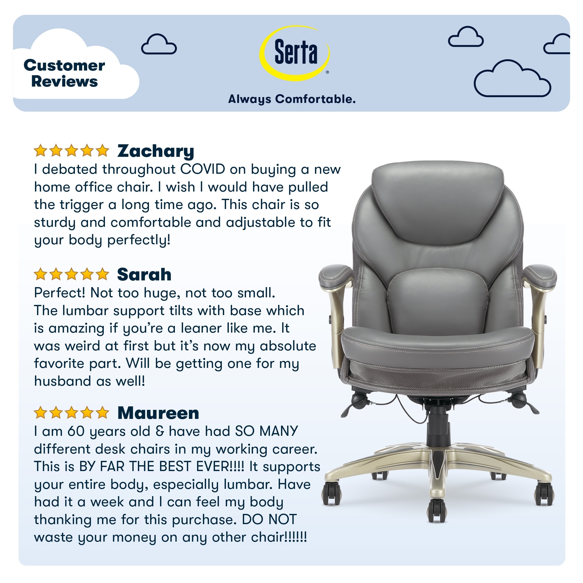 Serta Claremont Ergonomic Office Chair with Back in Motion