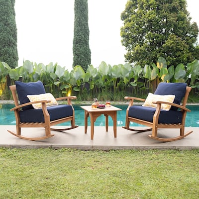 Cambridge Casual Leon 3-piece Teak Patio Chat Set with Cushion