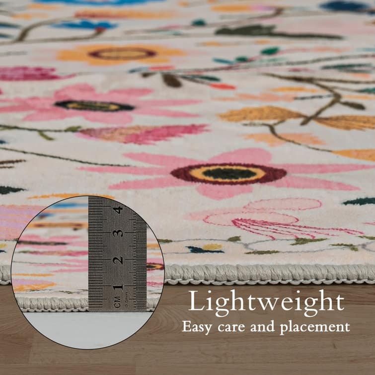 Nature Floral Non-Slip Machine Washable Colorful Modern Area Rug