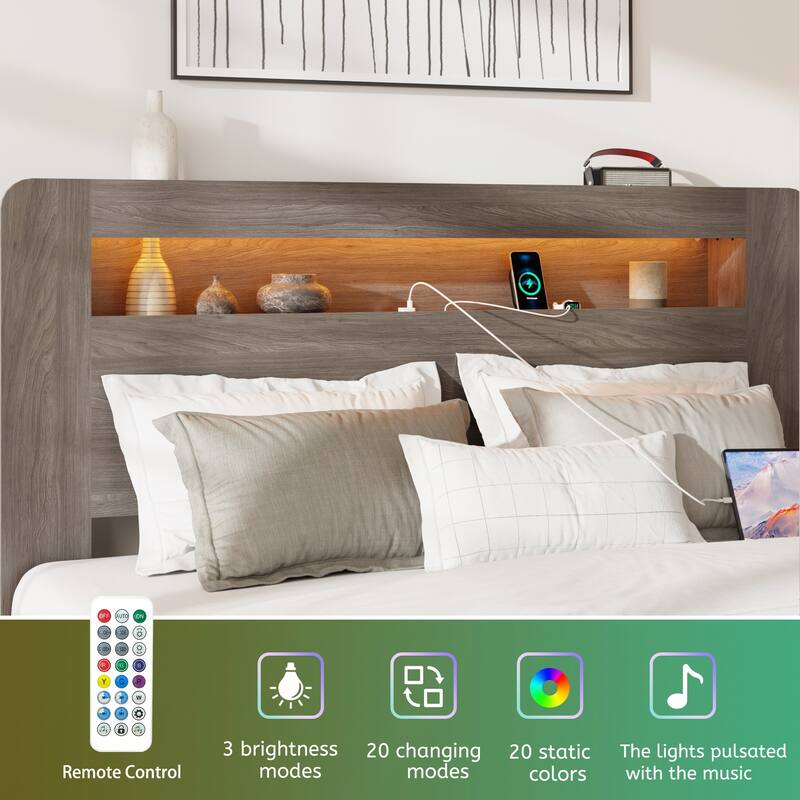 Wood Platform Bed Frame with Storage
