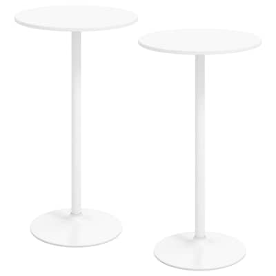 Gymax Round Bar Table Set of 2 w/Adjustable Height & Metal Base Modern
