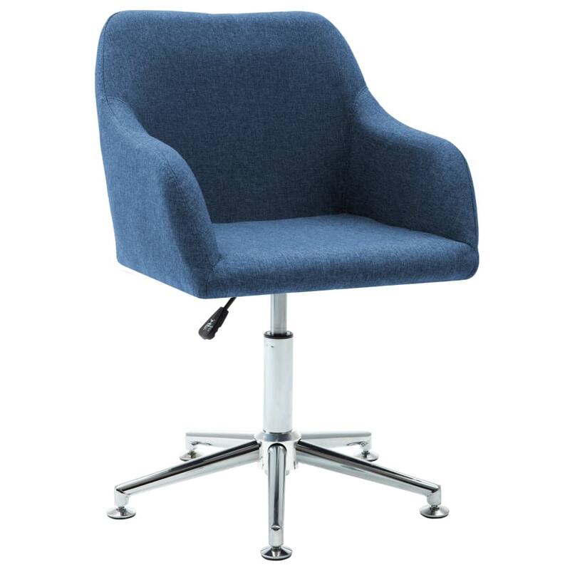 vidaXL Dining Chair 360 Degrees Swivel Accent Desk Chair with Arms Fabric - 21.7" x 20.9" x (30.7"-36.2") - Single - Blue 1pcs