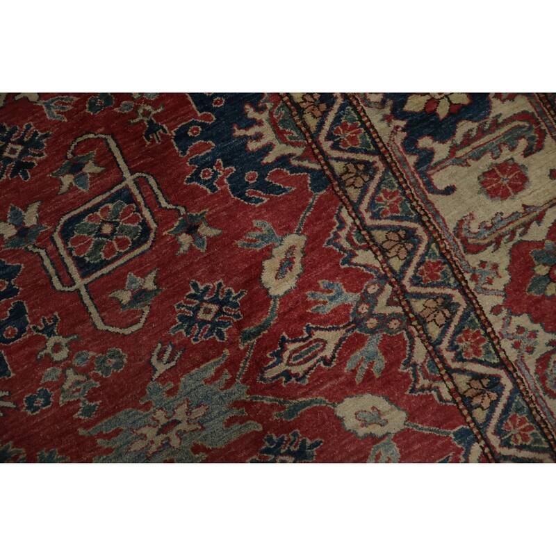 Hand Knotted Oriental 100% Wool Carpet Traditional Floral Red Kazak Area Rug - 10' 11'' X 7' 6''