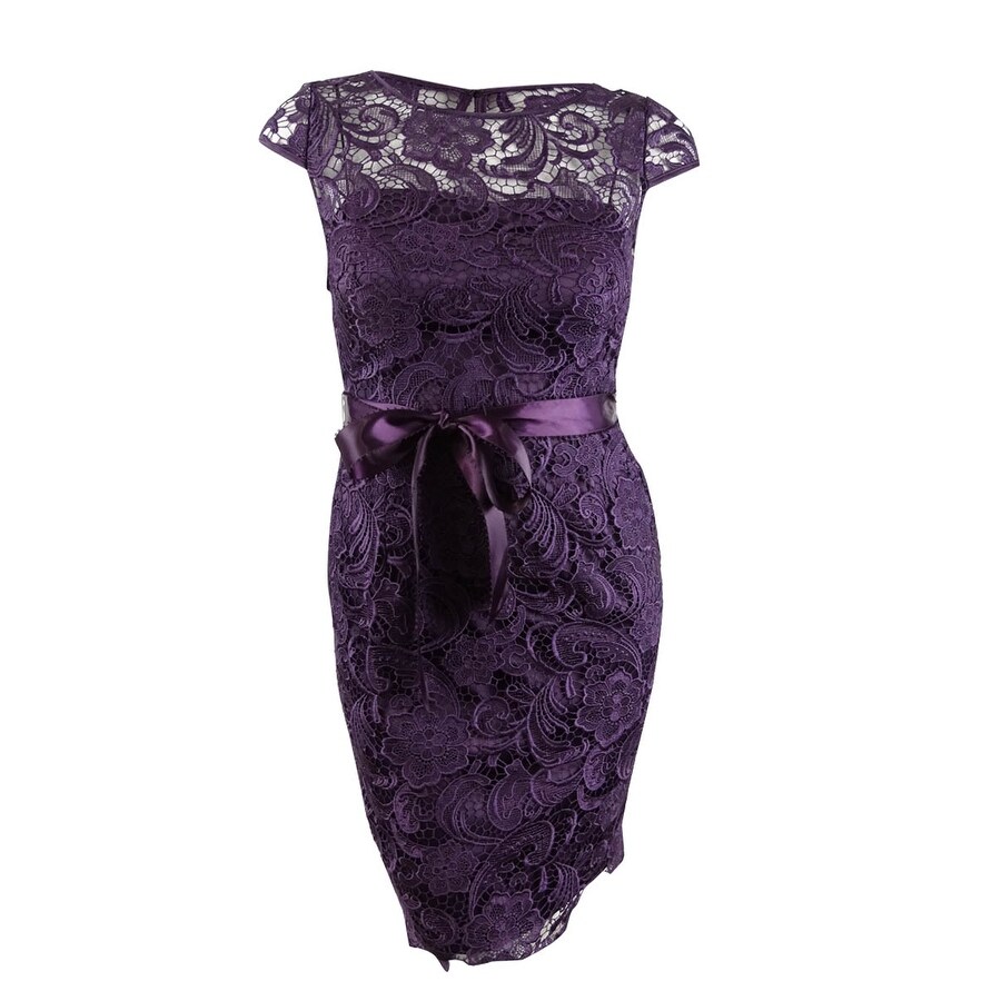 adrianna papell purple lace dress