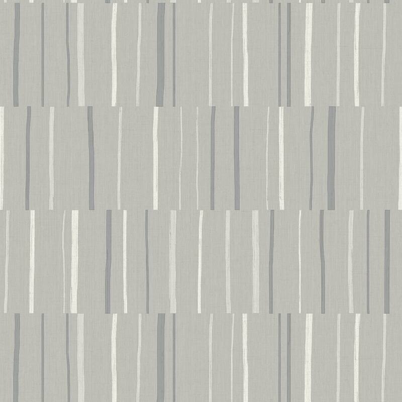 Seabrook Designs Block Lines Unpasted Wallpaper - 27 in. W x 27 ft. L - Metallic Silver and Cove Gray
