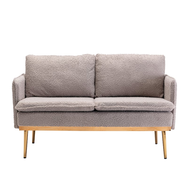 Polyester Upholstered Living Room loveseats sofa With Golden Legs