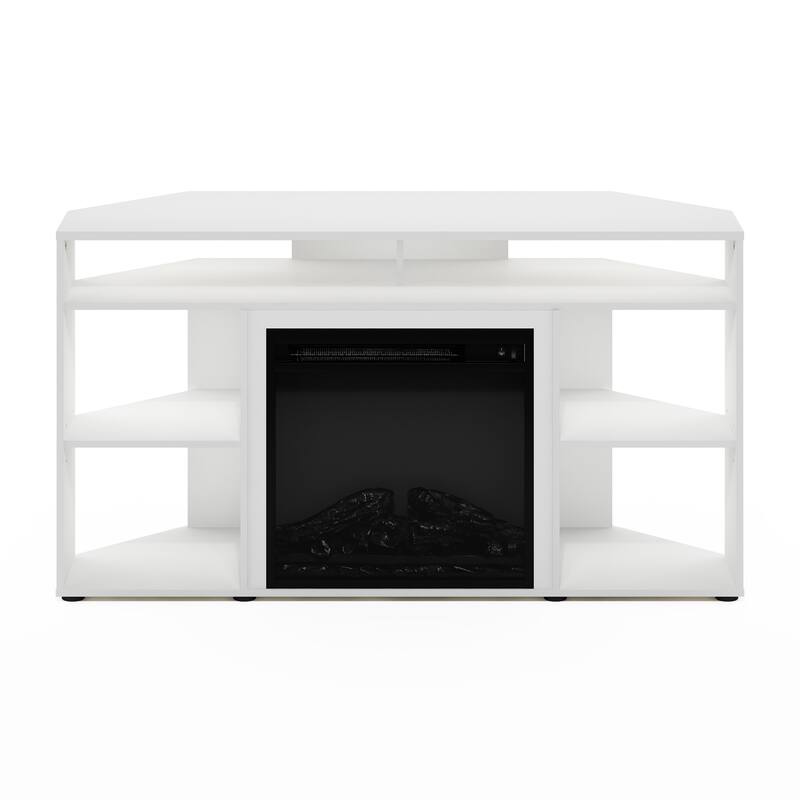 Furinno Jensen Corner TV Stand with Fireplace for TV up to 55 Inches