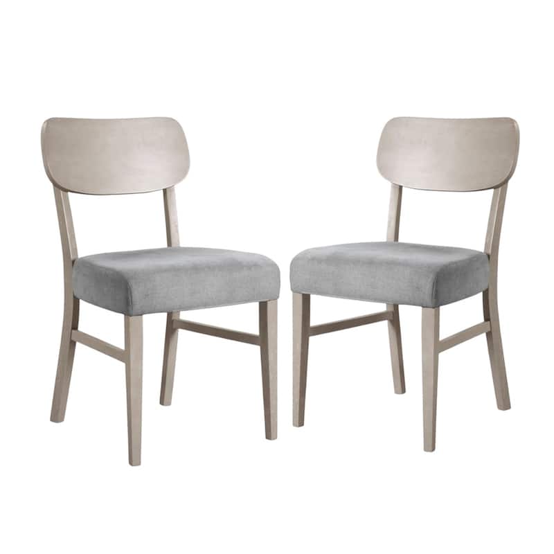 Set of 2 Upholstered Dining Chairs with Padded Seat Cushions in Gray - Dining Height - Gray - Set of 2