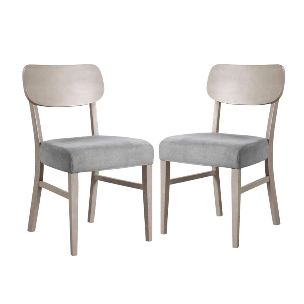 Set of 2 Upholstered Dining Chairs with Padded Seat Cushions in Gray