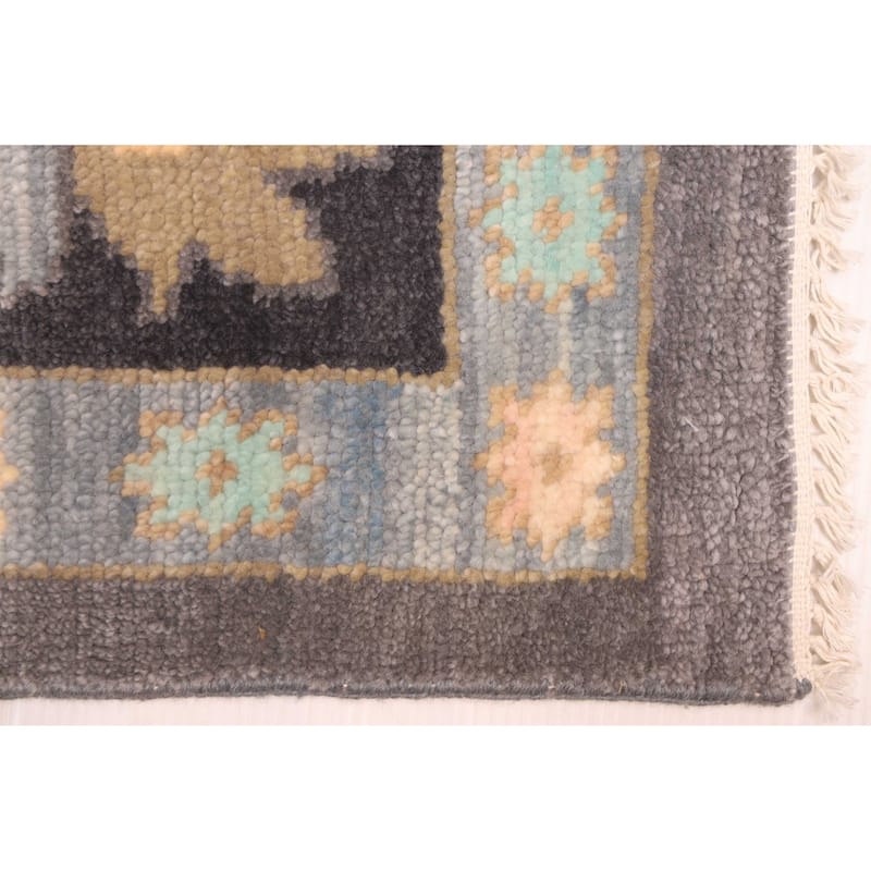 ECARPETGALLERY Hand-knotted Modern Oushak Dark Grey Wool Rug - 10'1 x 14'1