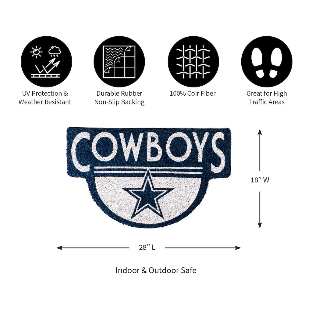 28 in. x 16 in. Dallas Cowboys, Shaped Coir
