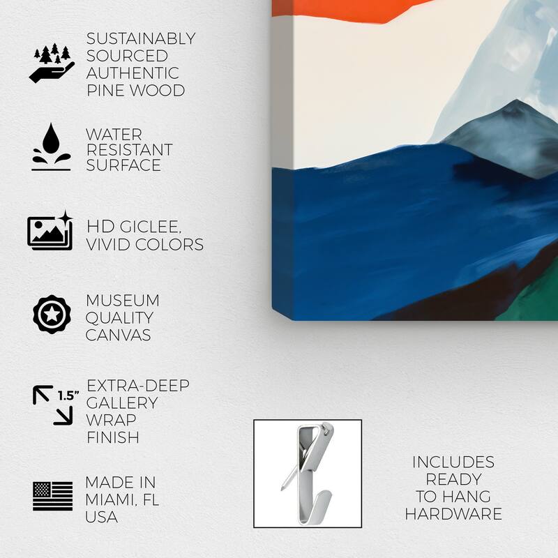 Wynwood Studio Abstract Main Colors Mountains Blue and Modern & Contemporary Wall Art Canvas Print