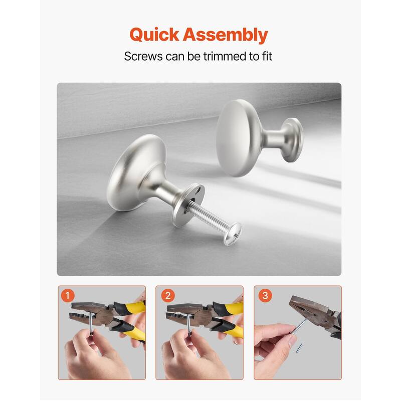 Nickel Mushroom Cabinet Knobs 25 Pack Zinc Alloy Single Hole Drawer Pulls with Screws for Kitchen Bathroom Wardrobe Furniture