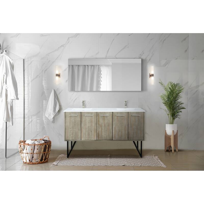 Lancy Rustic Acacia Bath Vanity, Cultured Marble Top and Mirror