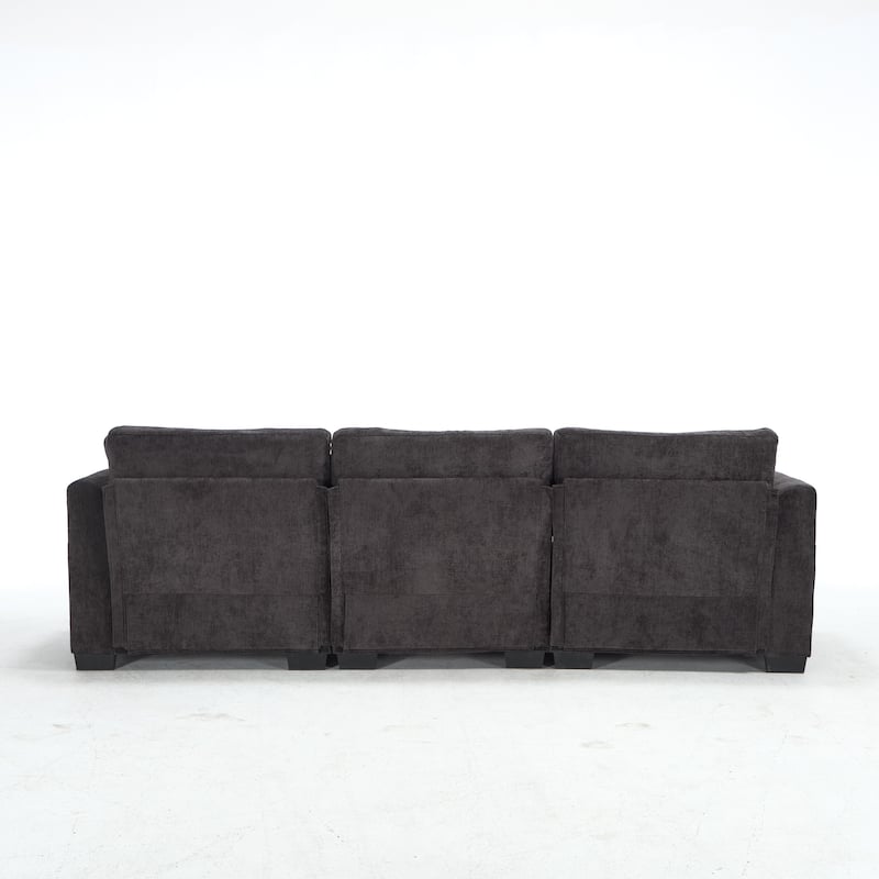 L-Shaped Modular Sectional Sofa with Storage Ottoman, 97" Chenille Corner Couch with USB Ports, Side Pockets