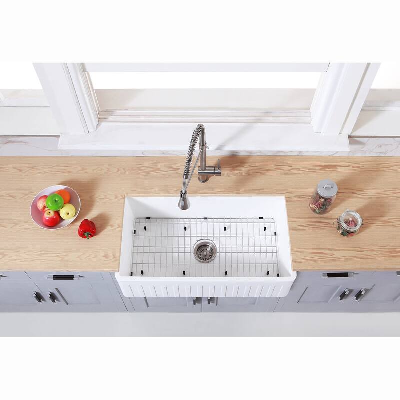 Kingston Brass Arcticstone 36" Farmhouse Single Basin Stone Composite
