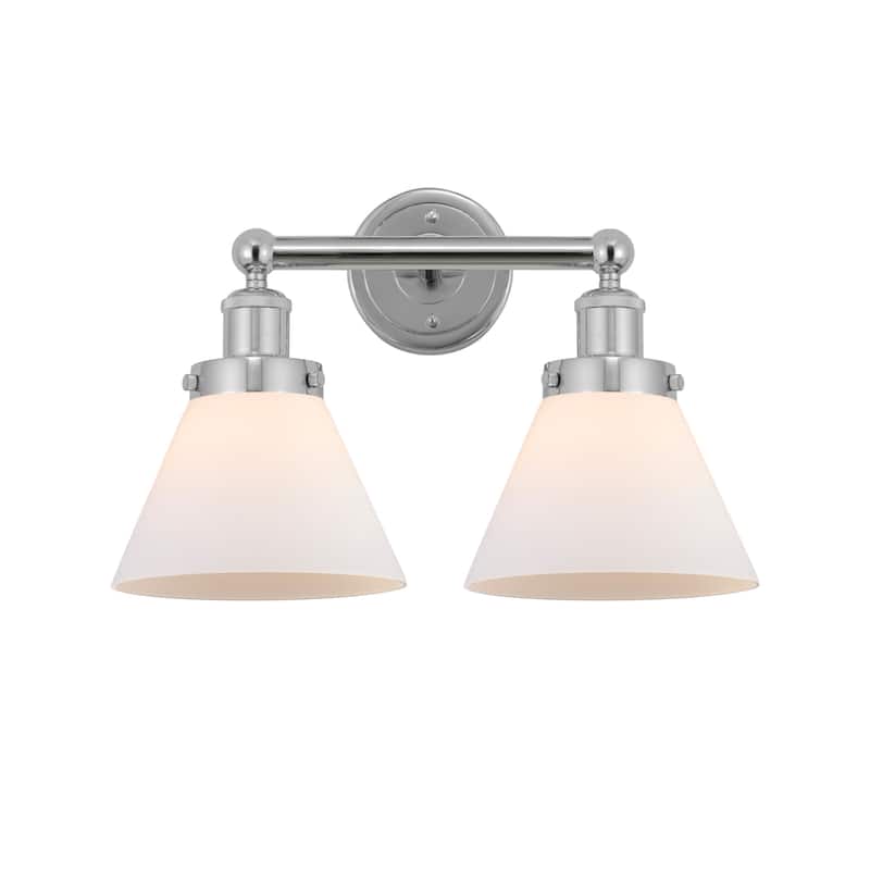 Innovations Lighting 616-2W-10-16-L Cone Vanity Cone 2 Light 16" Wide - Polished Chrome / Matte White
