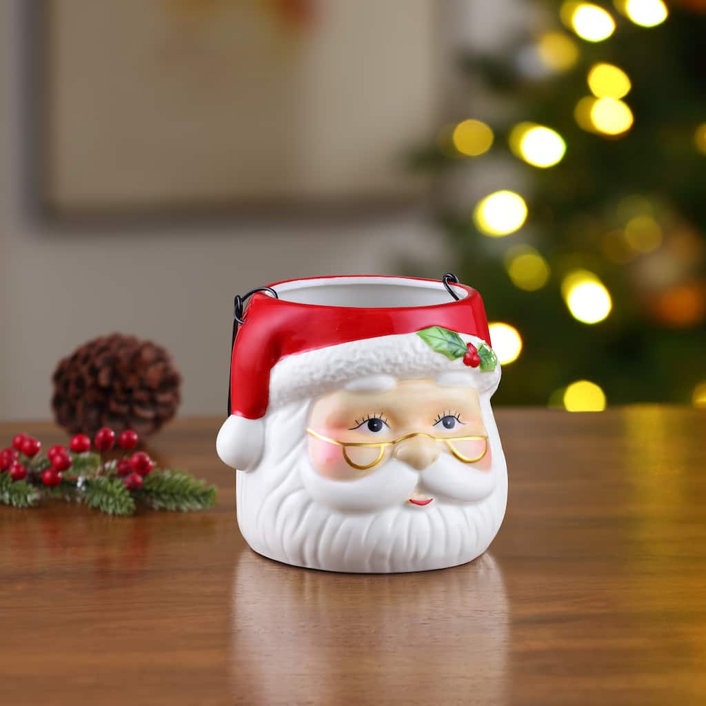 5" Nostalgic Ceramic Container - Santa Claus