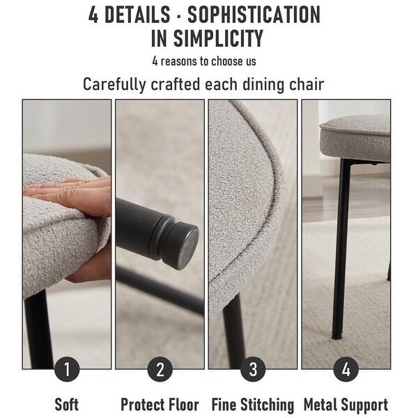 XINMICS Dining Chairs with Curved Backrest, Modern Fabric