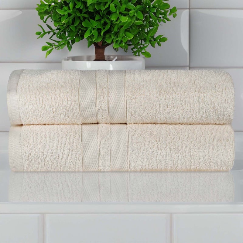 Superior Ultra-Soft Cotton Solid Medium Weight Bath Towel Set of 2