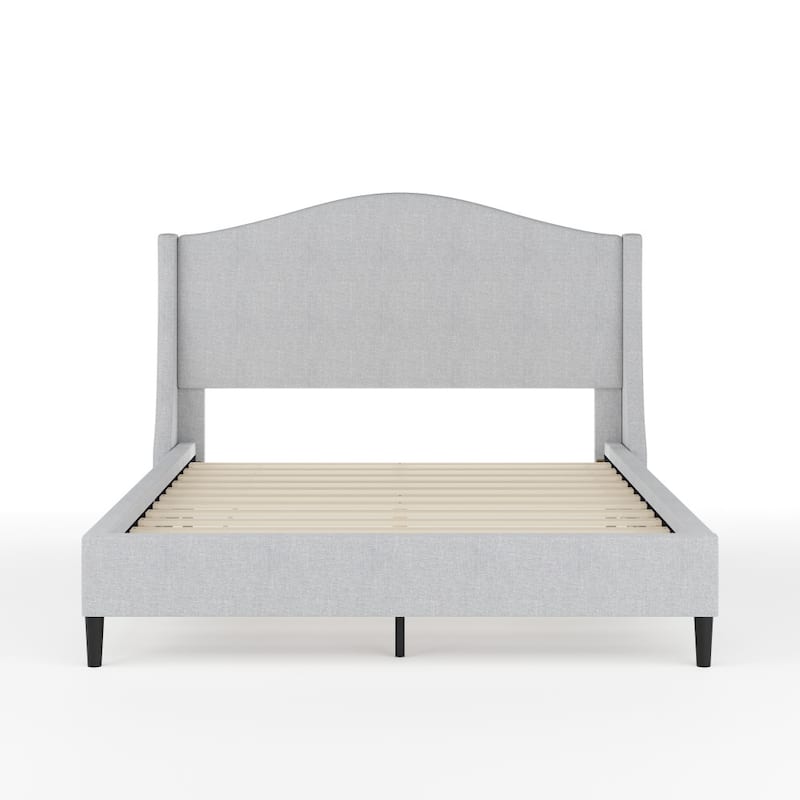 Martha Stewart Upholstered Platform Bed with Curved Headboard