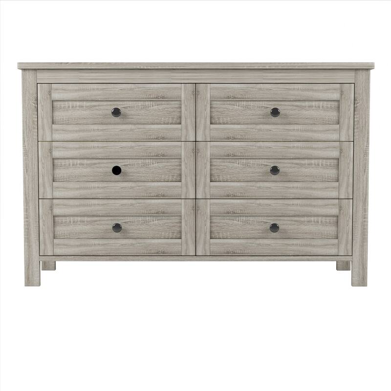 Retro Farmhouse Style Wooden Dresser with 6 Drawers, Storage Cabinet for Bedroom