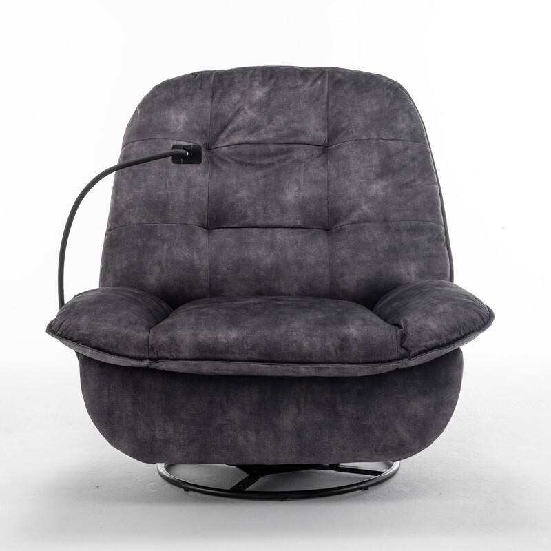 Gold-Stamped Velvet Multi-Function Recliner with Swivel, Glide & Phone Holder - Oversized Comfort for Living Room, Bedroom