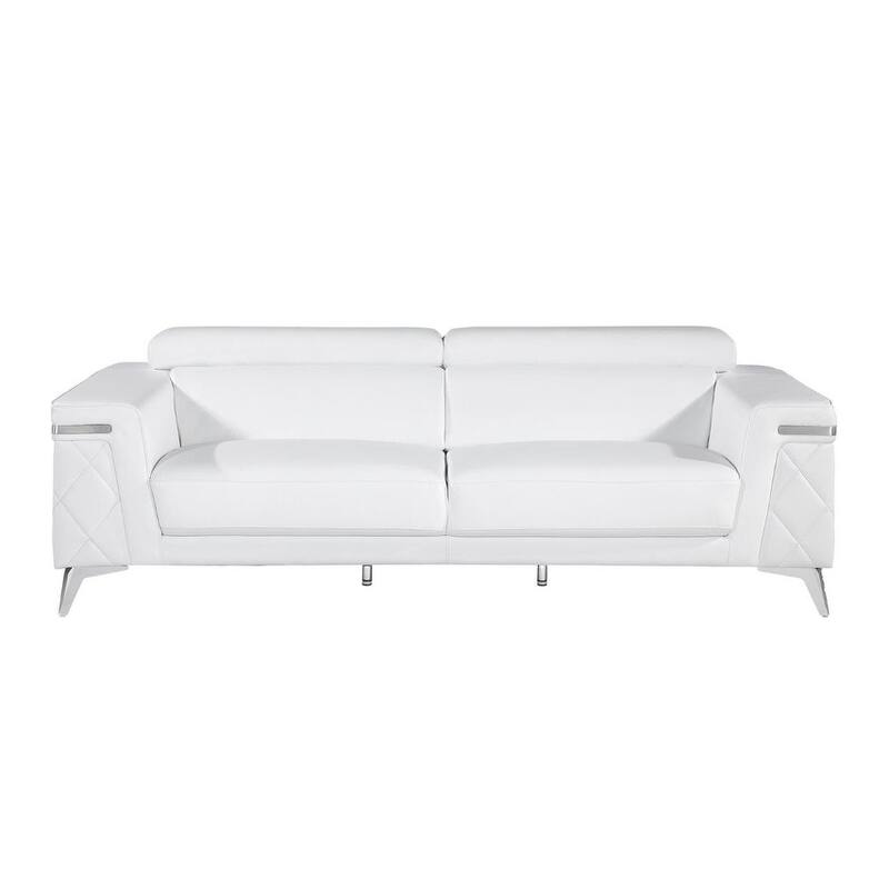 HomeRoots White Top Grain Leather Five Person Seating Set