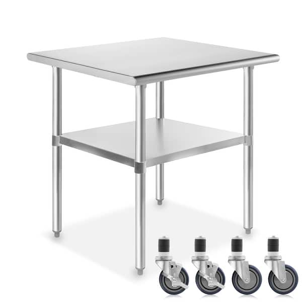 Shop 30 X 24 Inch Nsf Stainless Steel Prep Table With Casters By Gridmann 30 In Long X 24 In Deep Overstock 31490953