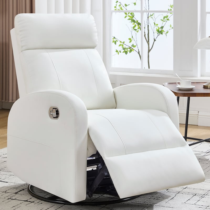 HOMYKA Modern Faux Leather Rocking Recliner with Swivel