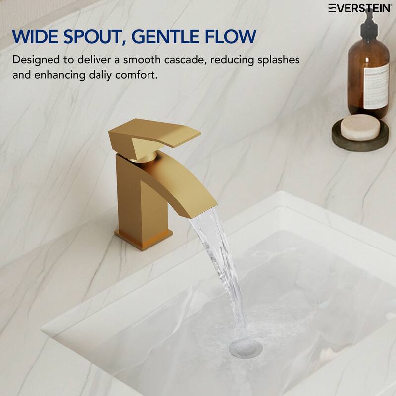 Single Handle Single Hole Waterfall Bathroom Faucet with Pop‑Up Drain
