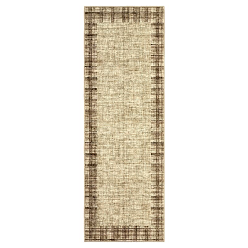 Garvee Linen Border Living Room Area Rug